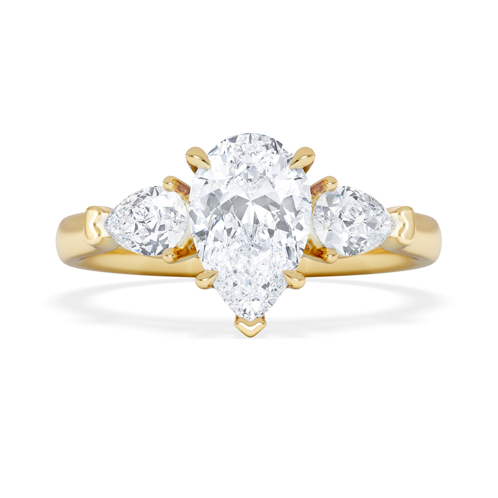 Adore 1.50ct Pear Cut Lab Diamond 3 Stone Engagement Ring in 18K Yellow Gold