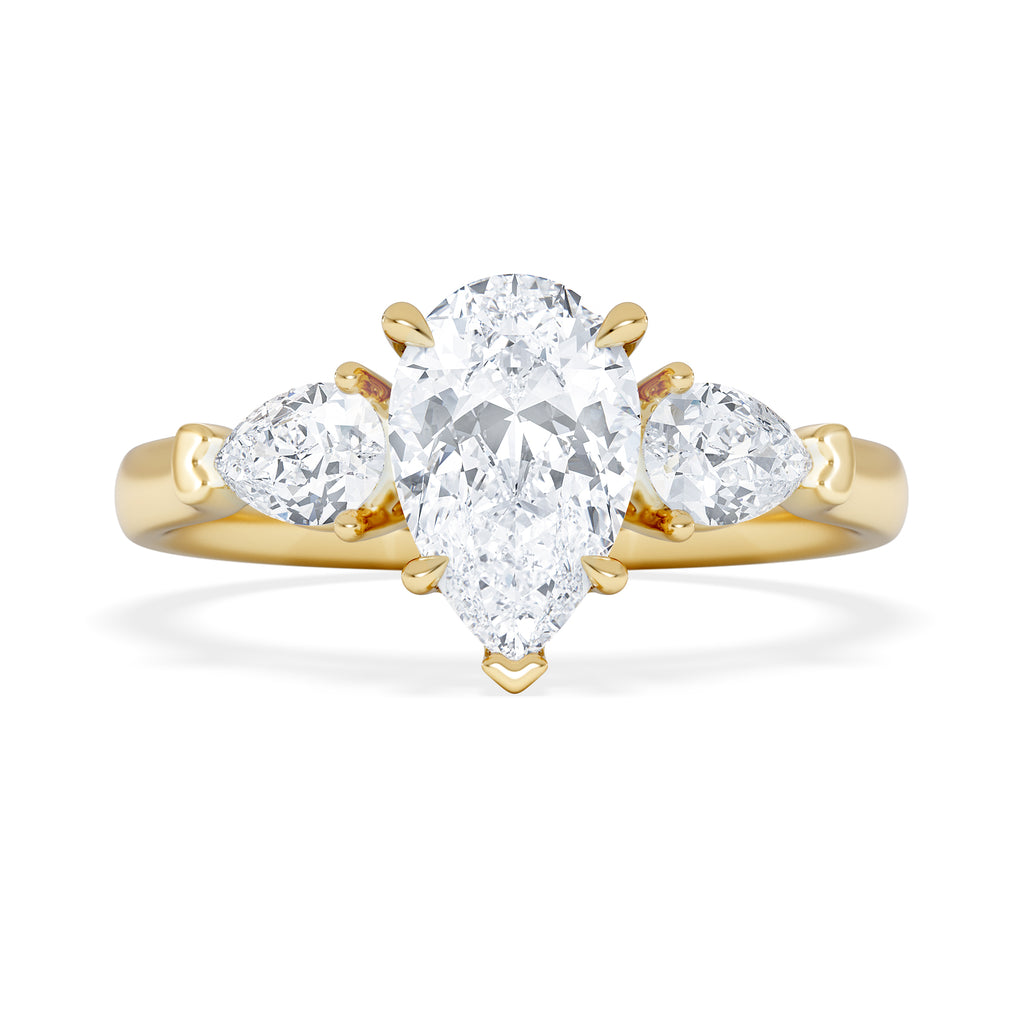Adore 1.50ct Pear Cut Lab Diamond 3 Stone Engagement Ring in 18K Yellow Gold