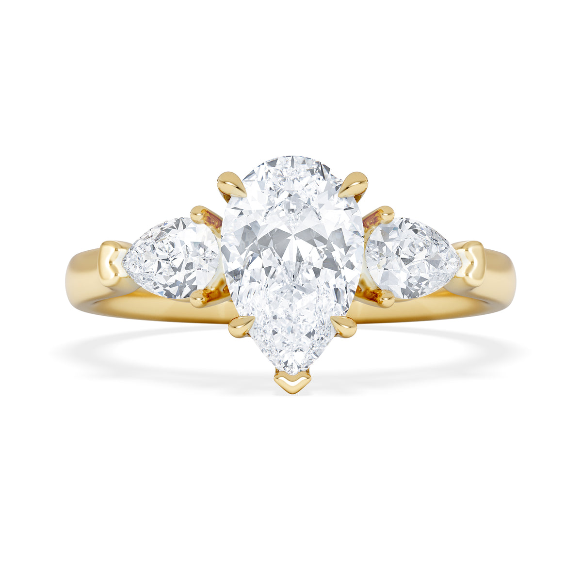 Adore 1.50ct Pear Cut Lab Diamond 3 Stone Engagement Ring in 18K Yellow Gold