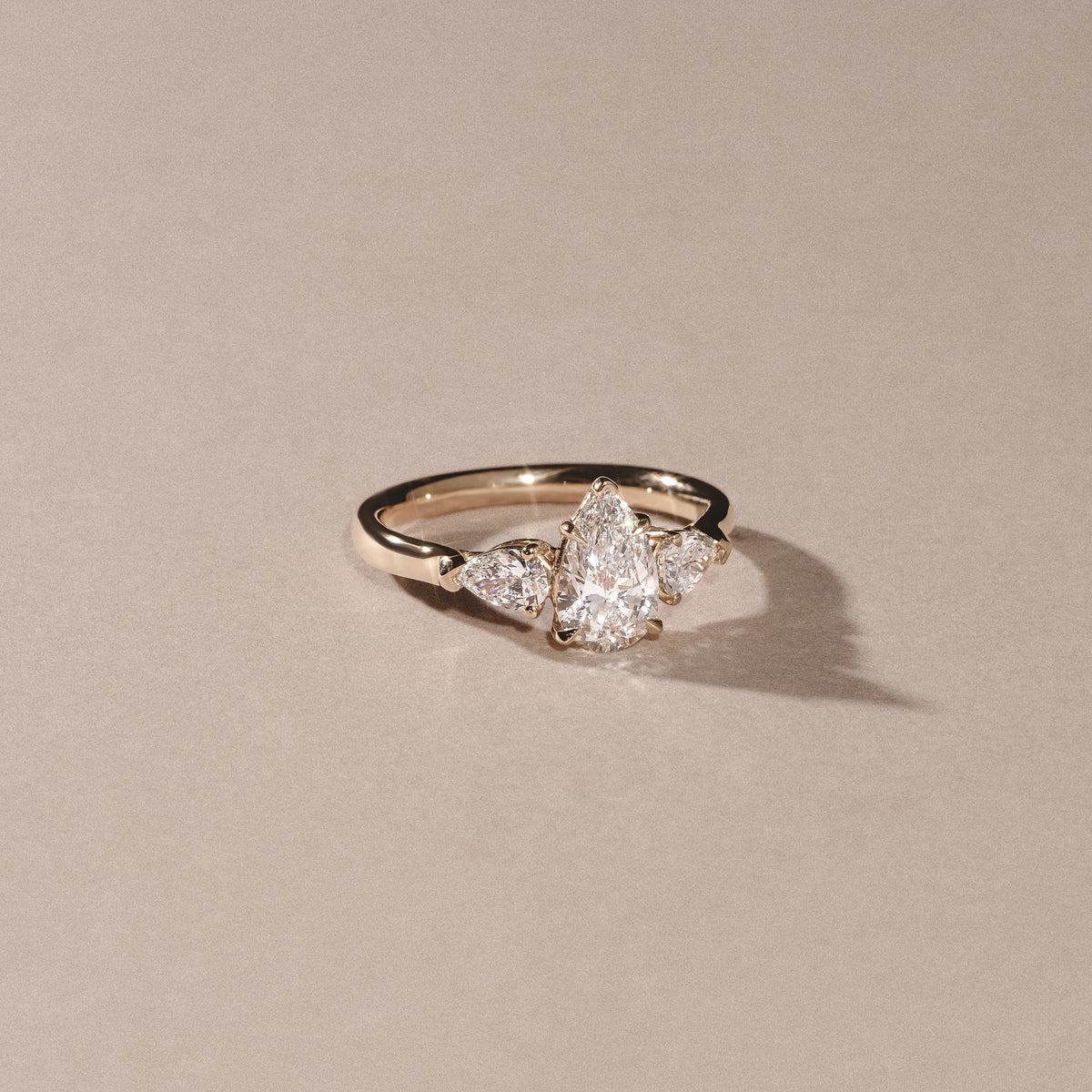 Adore 1.50ct Pear Cut Lab Diamond 3 Stone Engagement Ring in 18K Yellow Gold