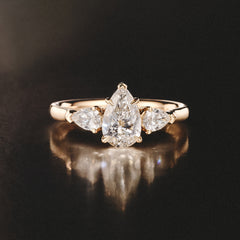 Adore 1.50ct Pear Cut Lab Diamond 3 Stone Engagement Ring in 18K Yellow Gold