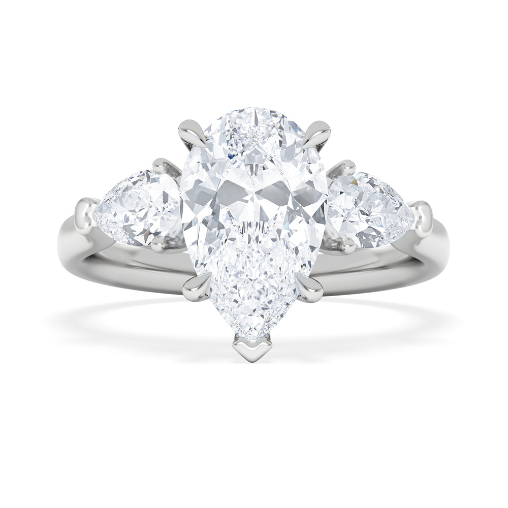 Adore 2.60ct Pear Cut Lab Diamond 3 Stone Engagement Ring in Platinum