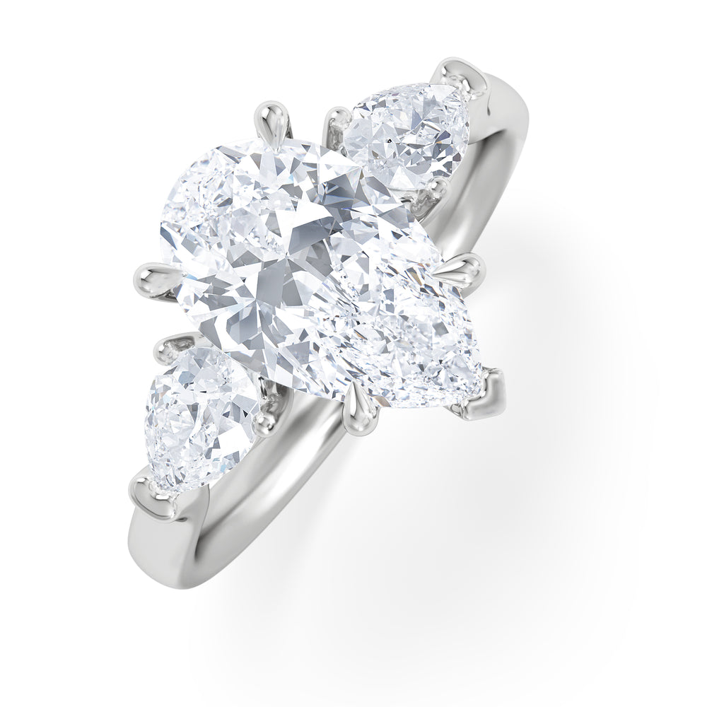Adore 2.60ct Pear Cut Lab Diamond 3 Stone Engagement Ring in Platinum