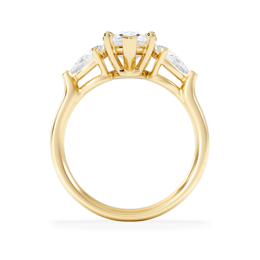 Adore 2.60ct Pear Cut Lab Diamond 3 Stone Engagement Ring in 18K Yellow Gold