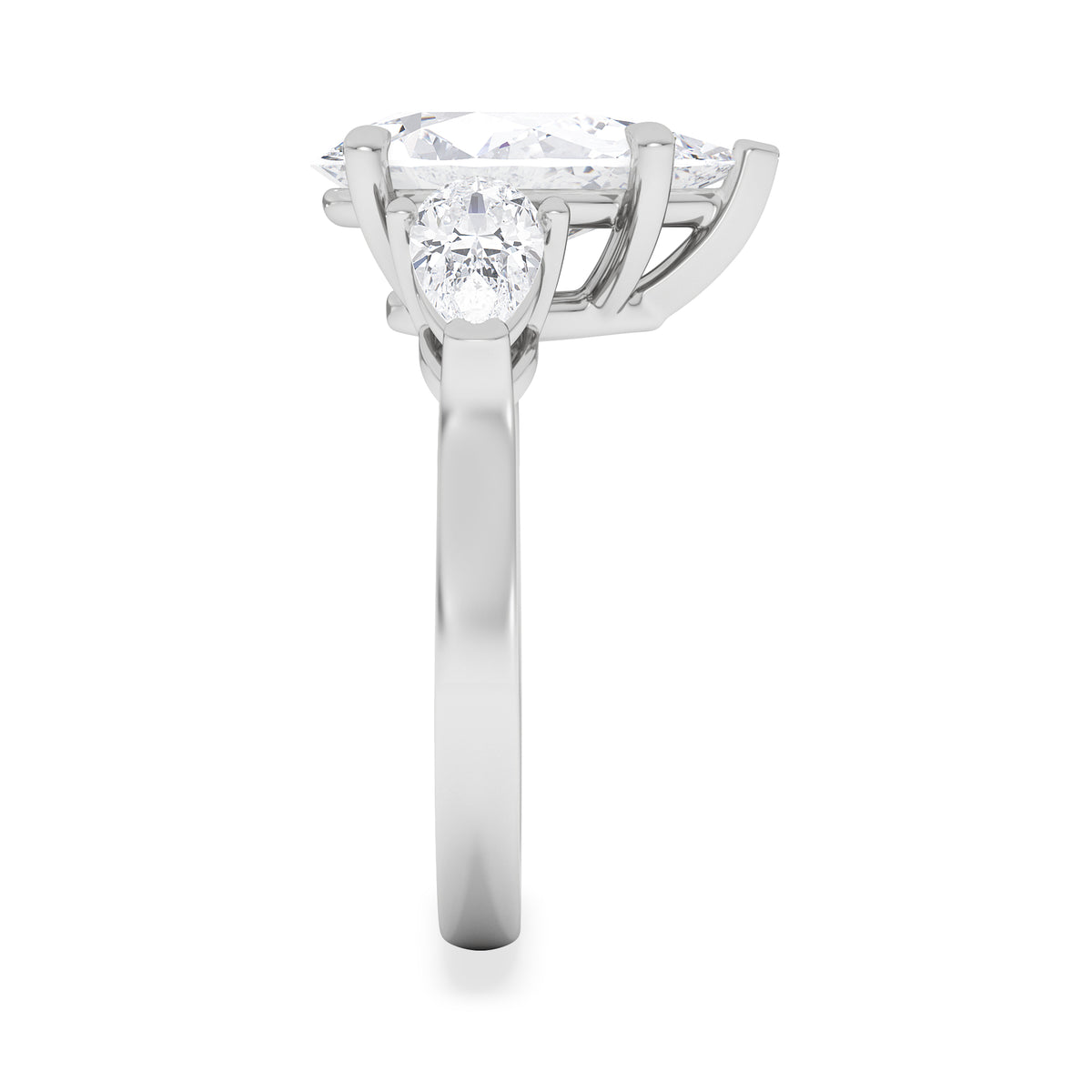 Adore 3.80ct Pear Cut Lab Diamond 3 Stone Engagement Ring in Platinum