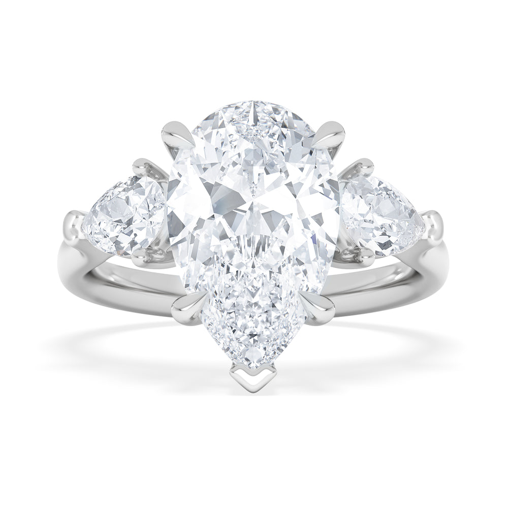 Adore 3.80ct Pear Cut Lab Diamond 3 Stone Engagement Ring in Platinum