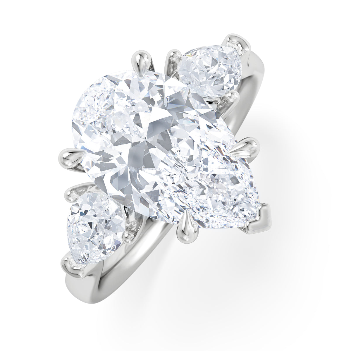 Adore 3.80ct Pear Cut Lab Diamond 3 Stone Engagement Ring in Platinum