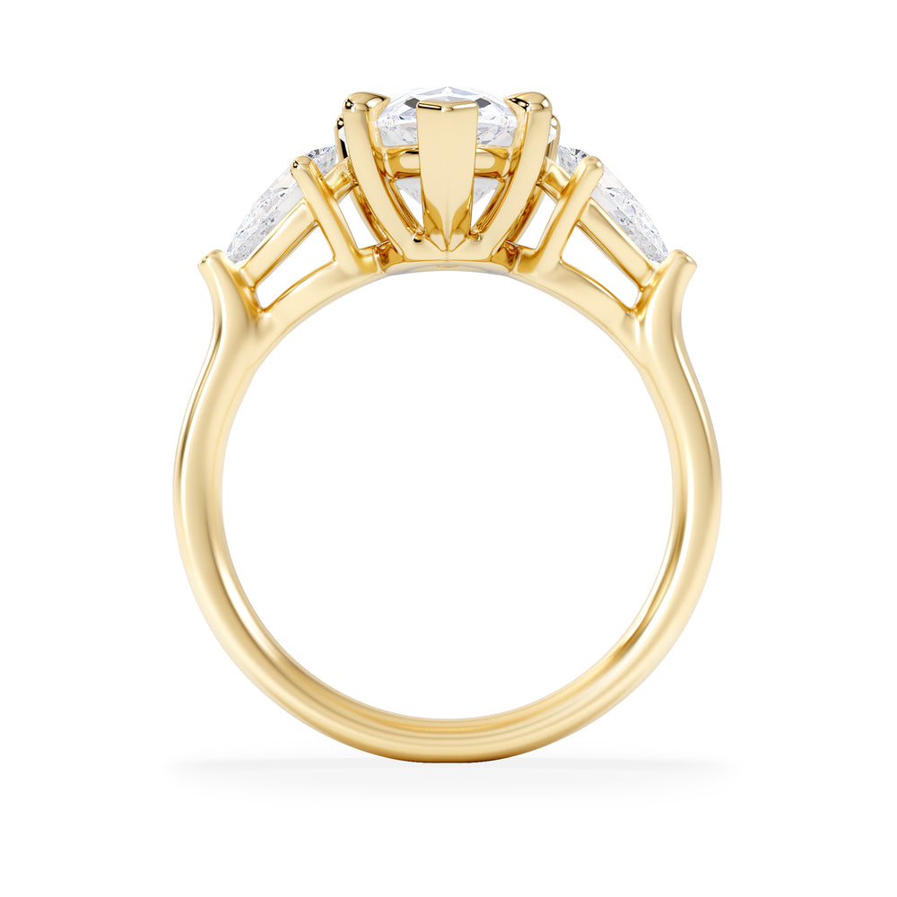 Adore 3.80ct Pear Cut Lab Diamond 3 Stone Engagement Ring in 18K Yellow Gold