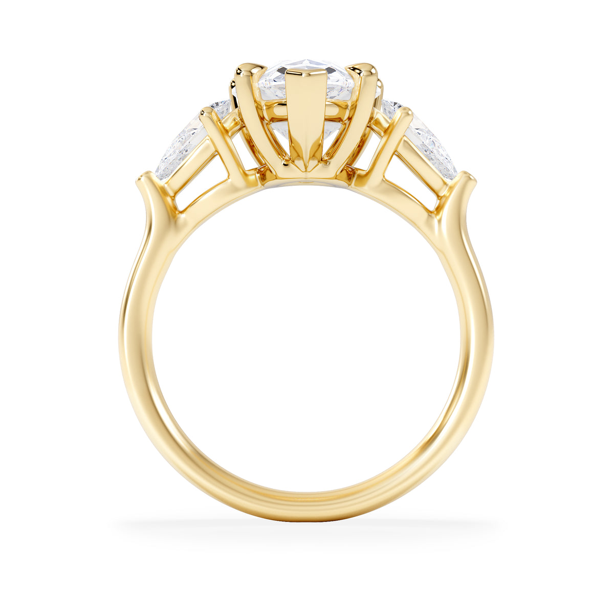 Adore 3.80ct Pear Cut Lab Diamond 3 Stone Engagement Ring in 18K Yellow Gold