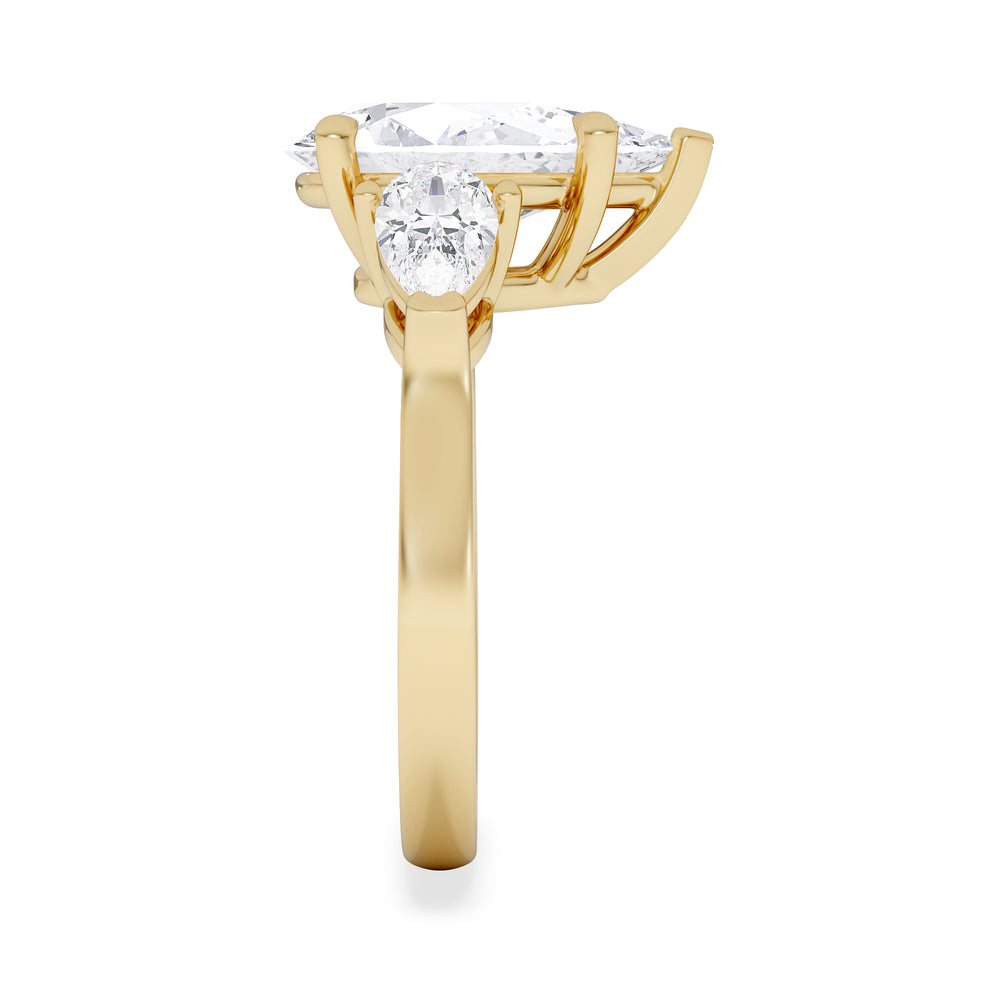 Adore 3.80ct Pear Cut Lab Diamond 3 Stone Engagement Ring in 18K Yellow Gold