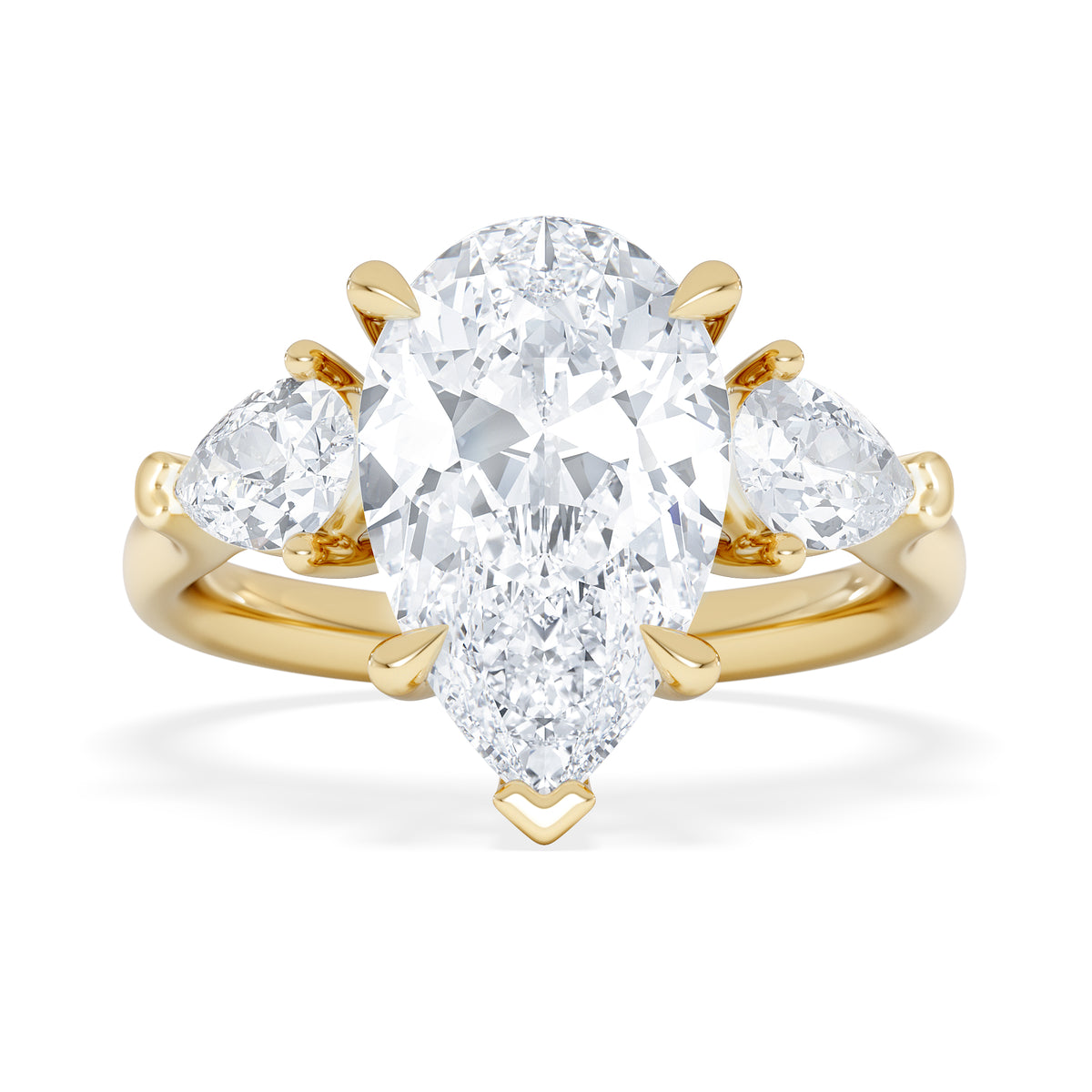 Adore 3.80ct Pear Cut Lab Diamond 3 Stone Engagement Ring in 18K Yellow Gold