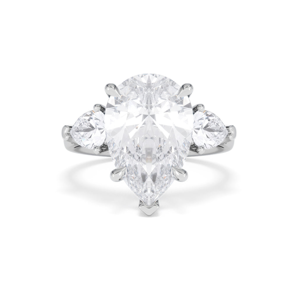 Adore 6.00ct Pear Cut Lab Diamond 3 Stone Engagement Ring in Platinum
