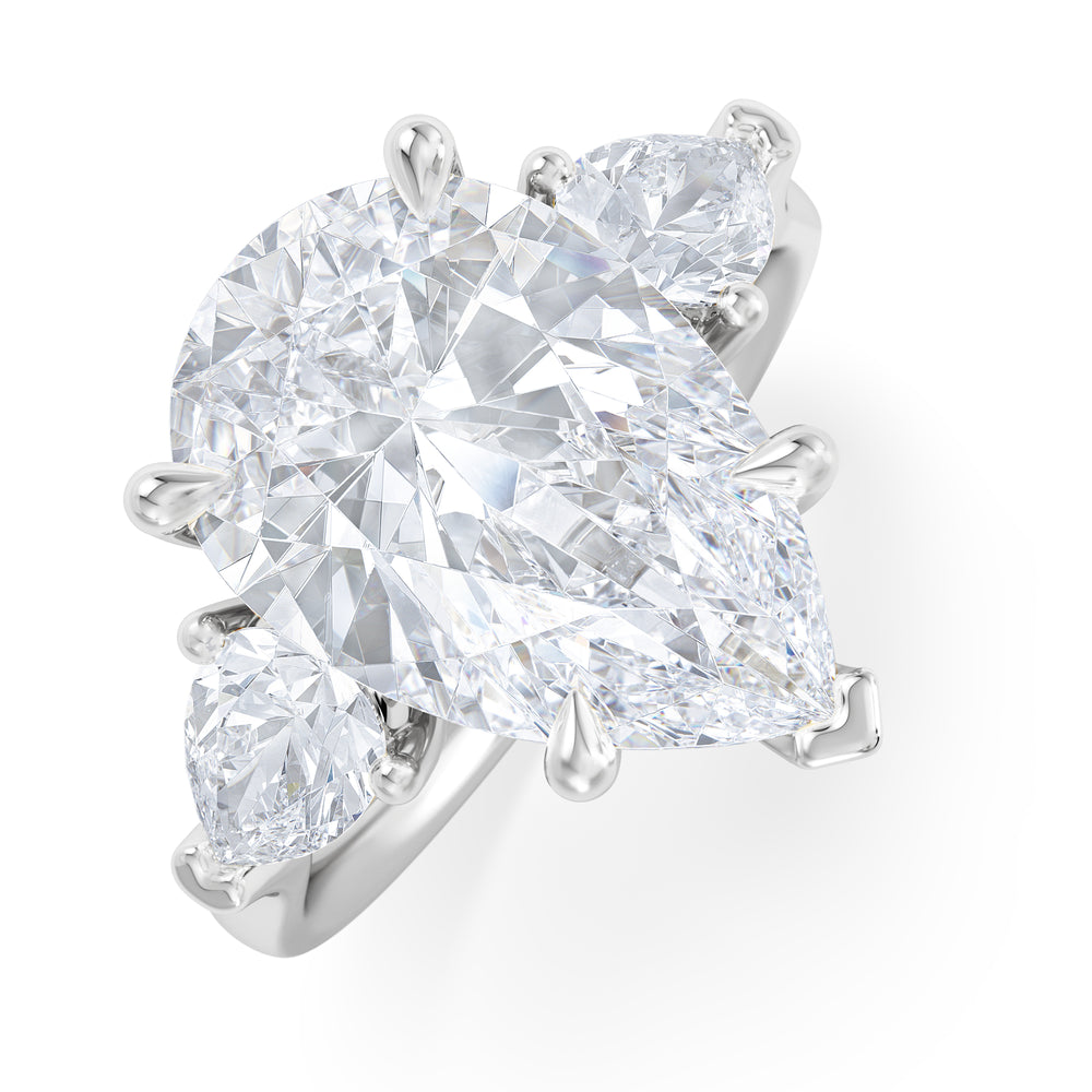 Adore 6.00ct Pear Cut Lab Diamond 3 Stone Engagement Ring in Platinum