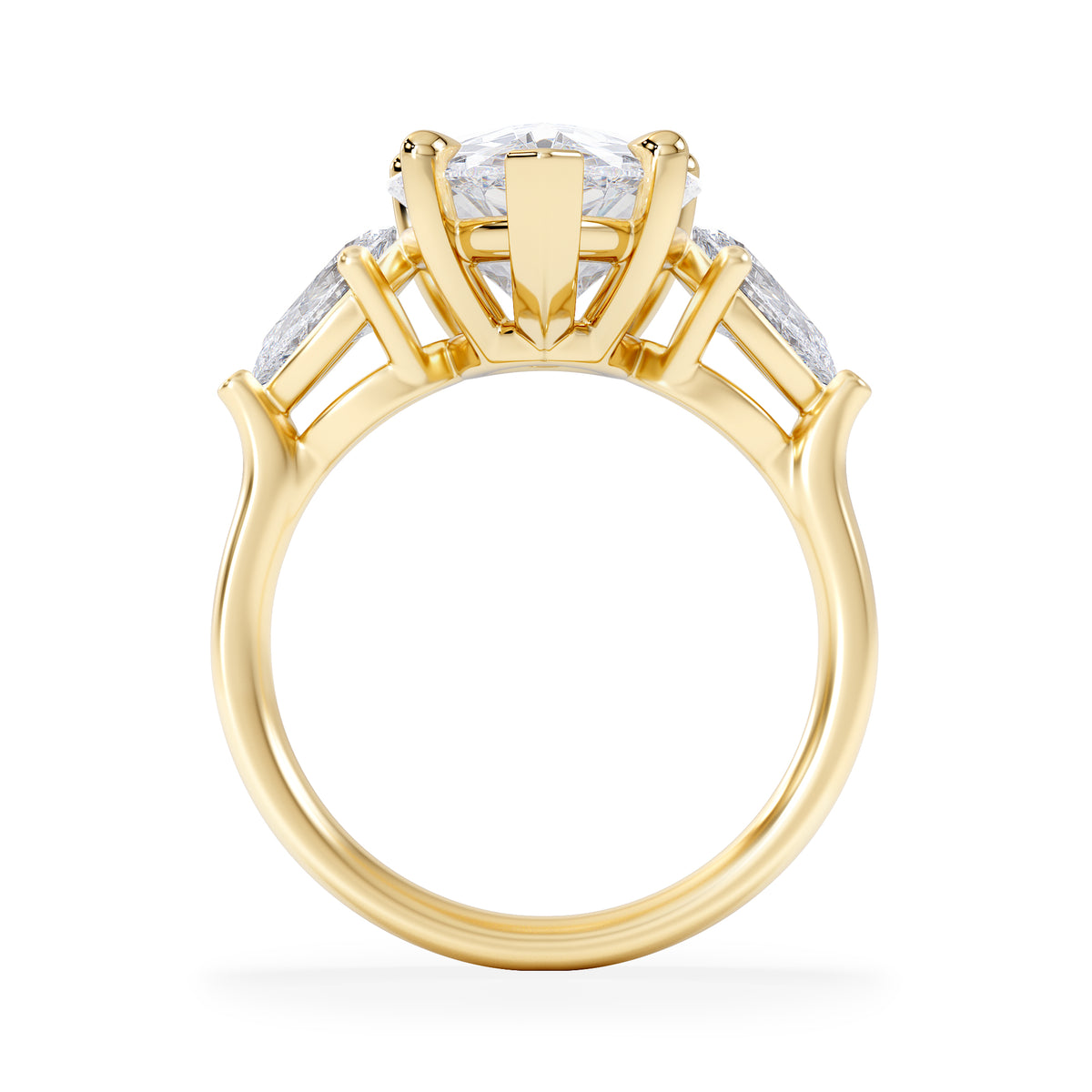 Adore 6.00ct Pear Cut Lab Diamond 3 Stone Engagement Ring in 18K Yellow Gold