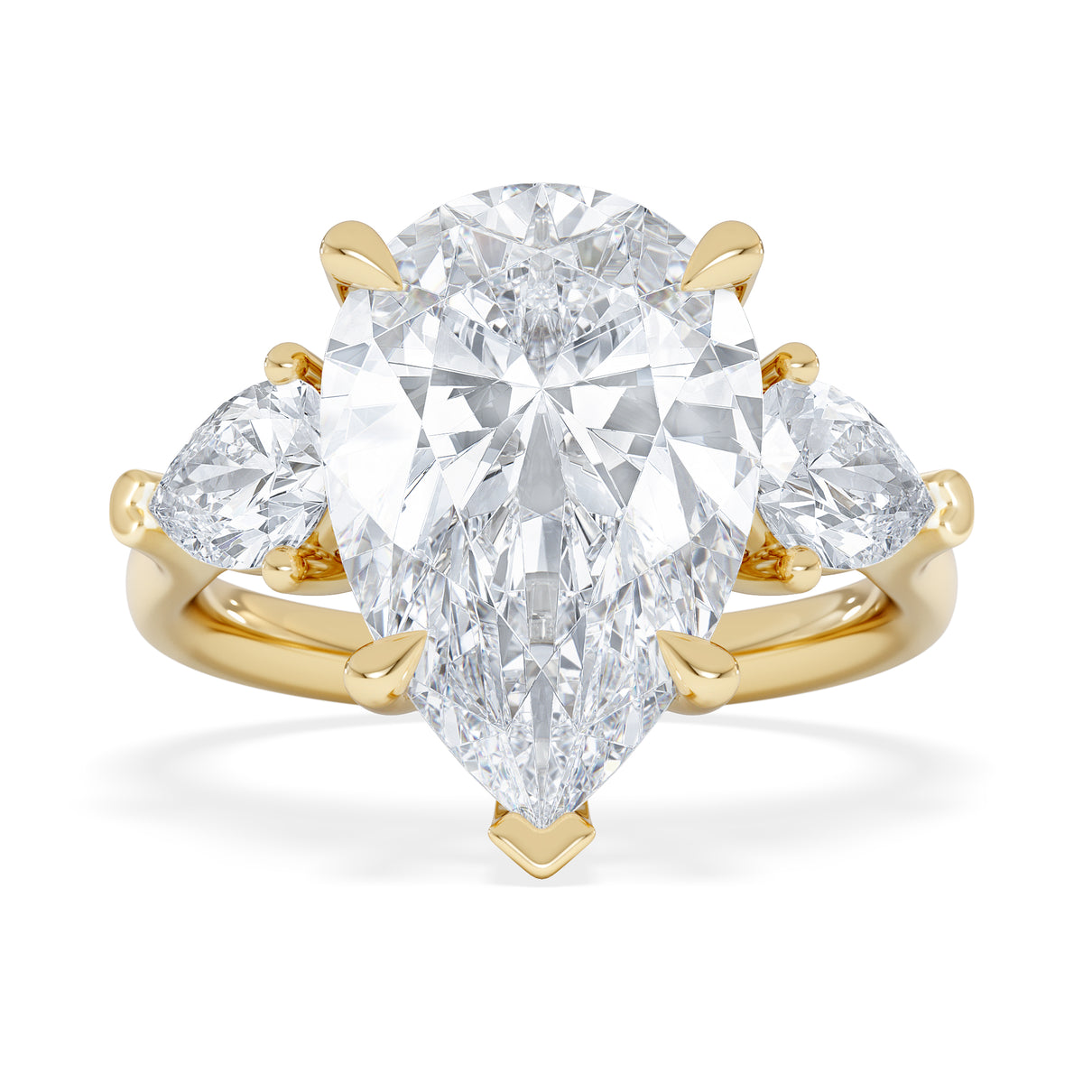 Adore 6.00ct Pear Cut Lab Diamond 3 Stone Engagement Ring in 18K Yellow Gold