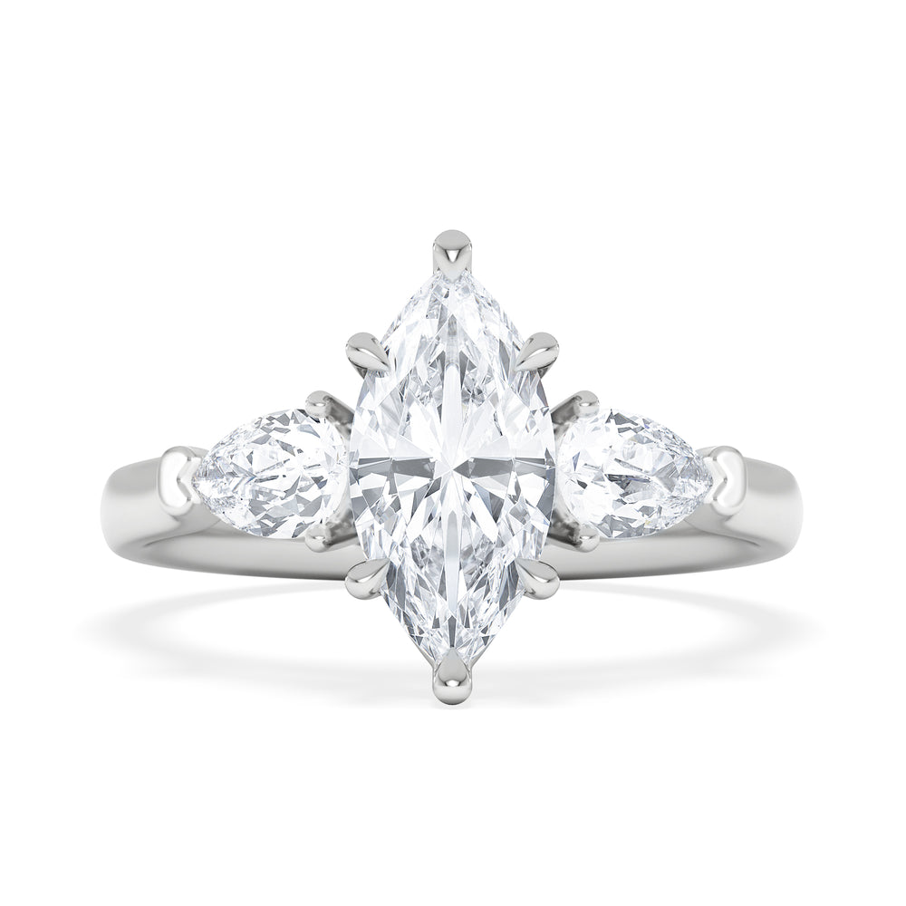 Adore 1.50ct Marquise Cut Lab Diamond 3 Stone Engagement Ring in Platinum