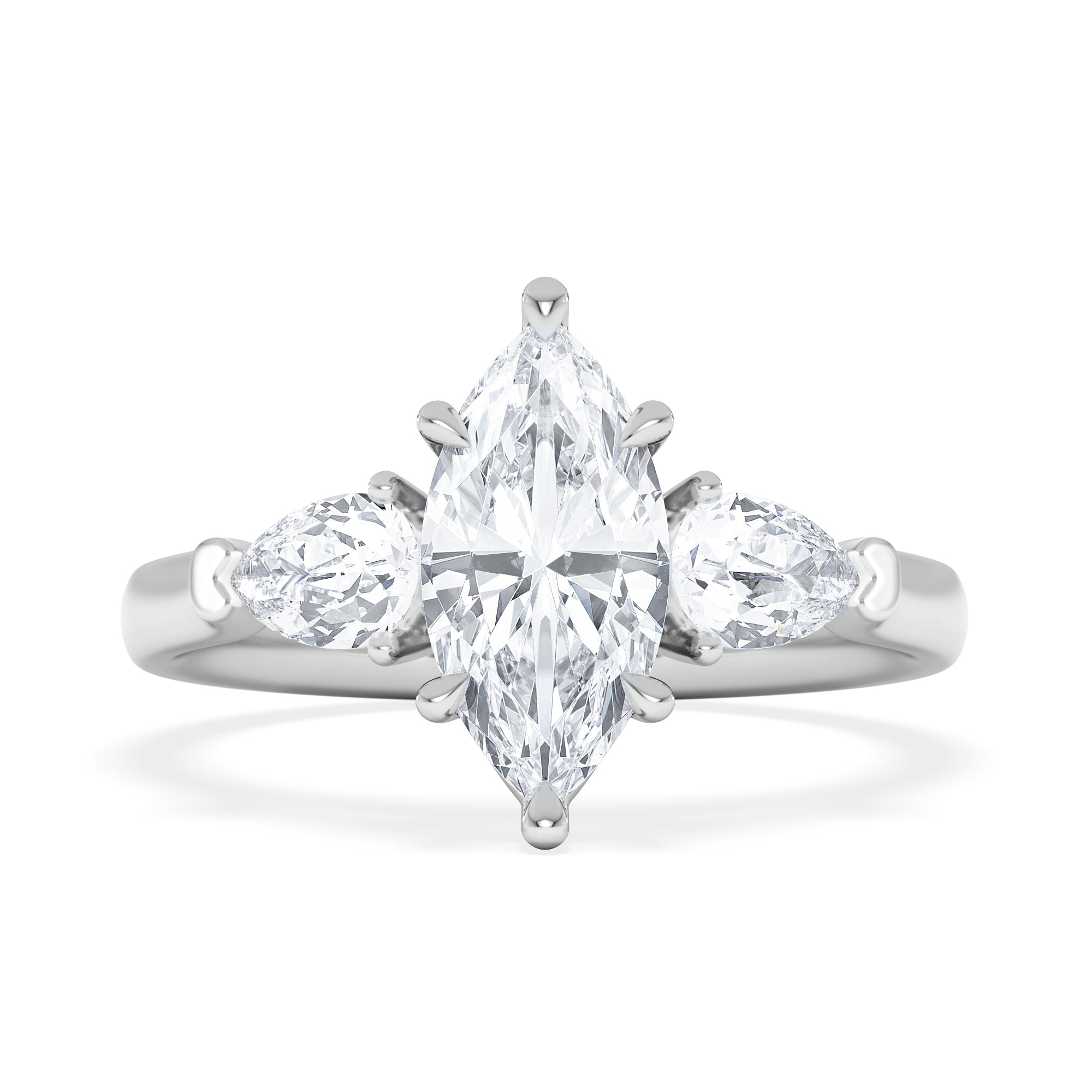 Adore 1.50ct Marquise Cut Lab Diamond 3 Stone Engagement Ring in Platinum