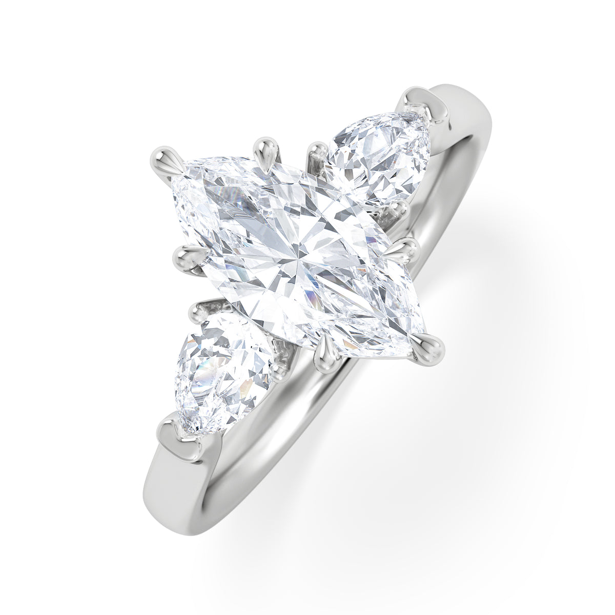 Adore 1.50ct Marquise Cut Lab Diamond 3 Stone Engagement Ring in Platinum