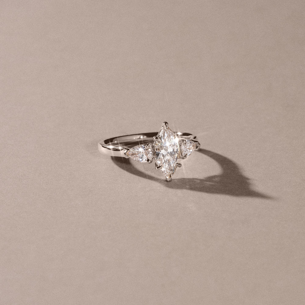 Adore 1.50ct Marquise Cut Lab Diamond 3 Stone Engagement Ring in Platinum