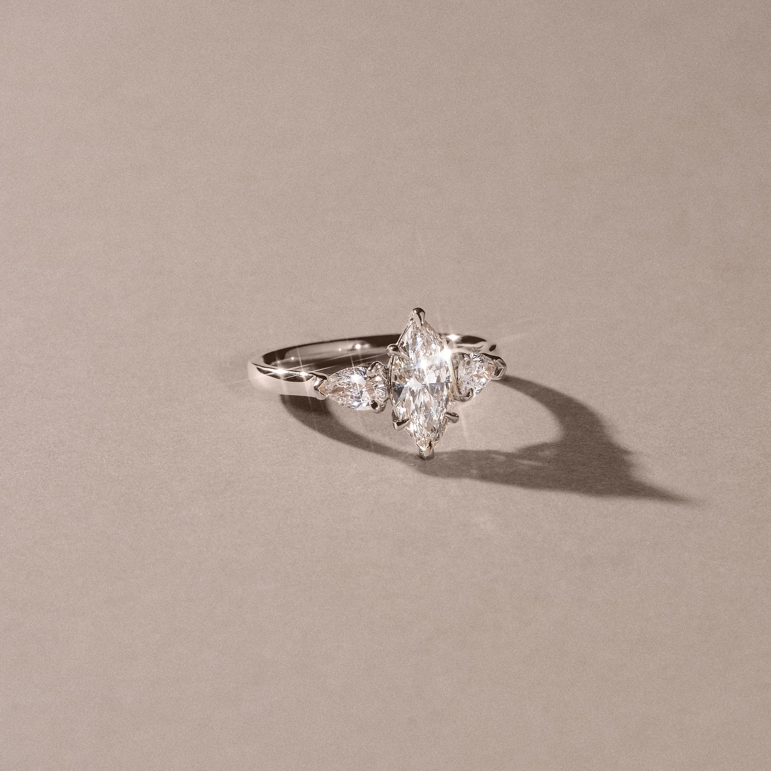 Adore 1.50ct Marquise Cut Lab Diamond 3 Stone Engagement Ring in Platinum
