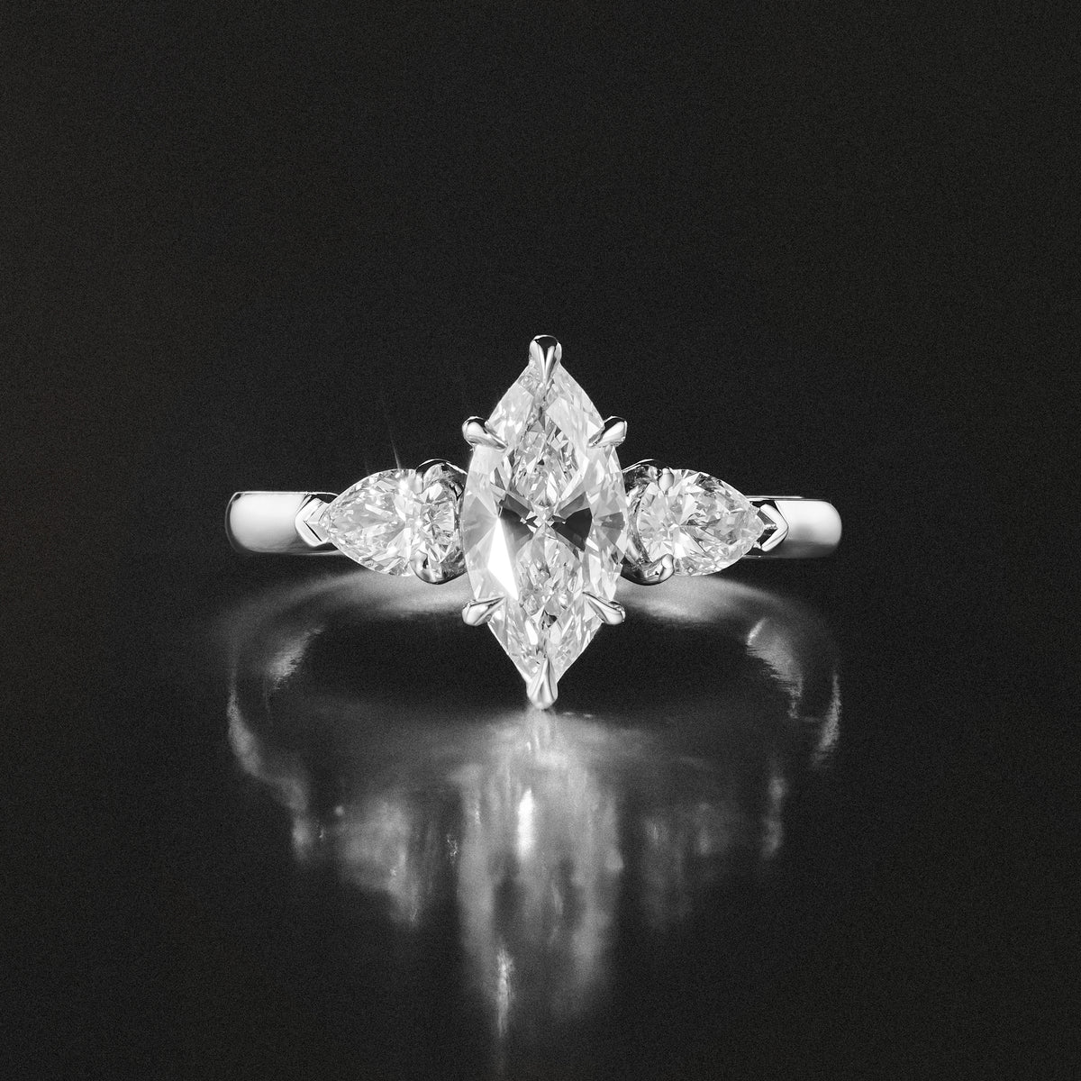 Adore 1.50ct Marquise Cut Lab Diamond 3 Stone Engagement Ring in Platinum