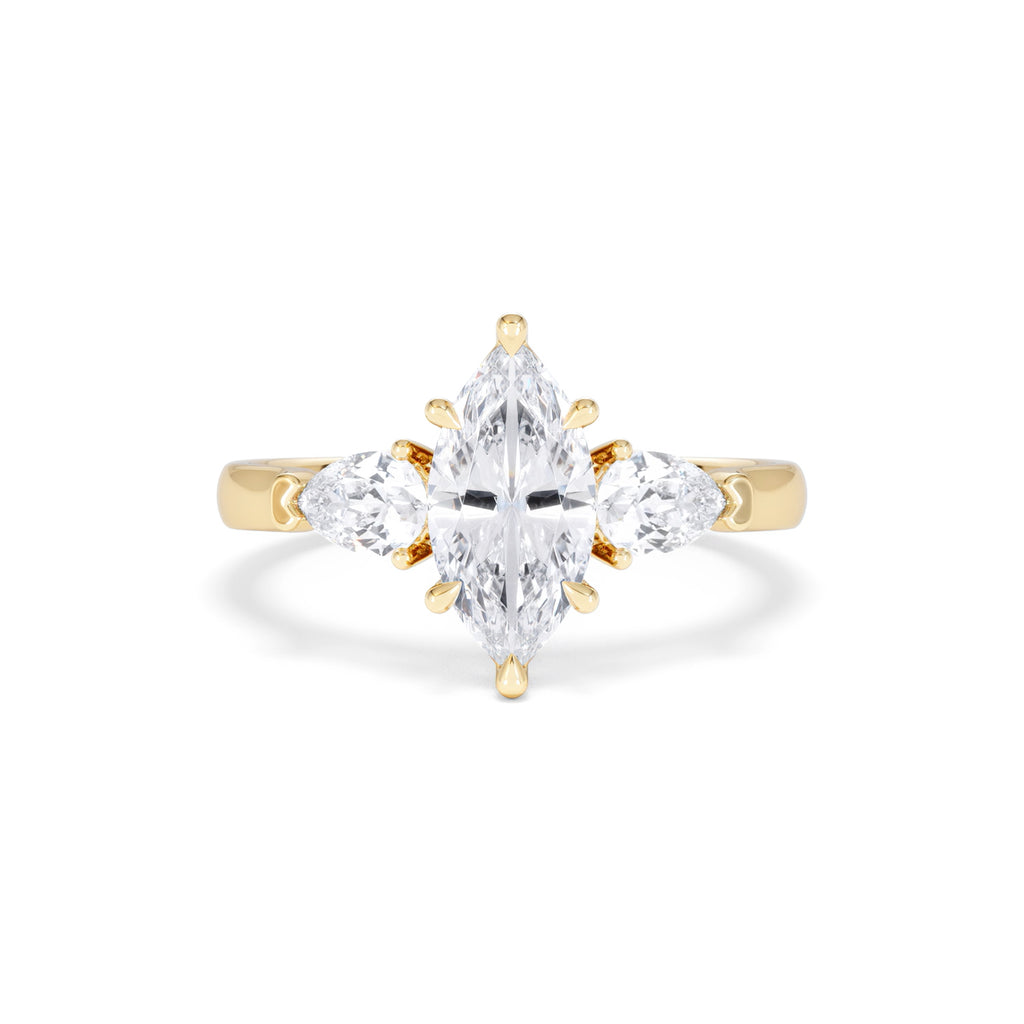 Adore 1.50ct Marquise Cut Lab Diamond 3 Stone Engagement Ring in 18K Yellow Gold
