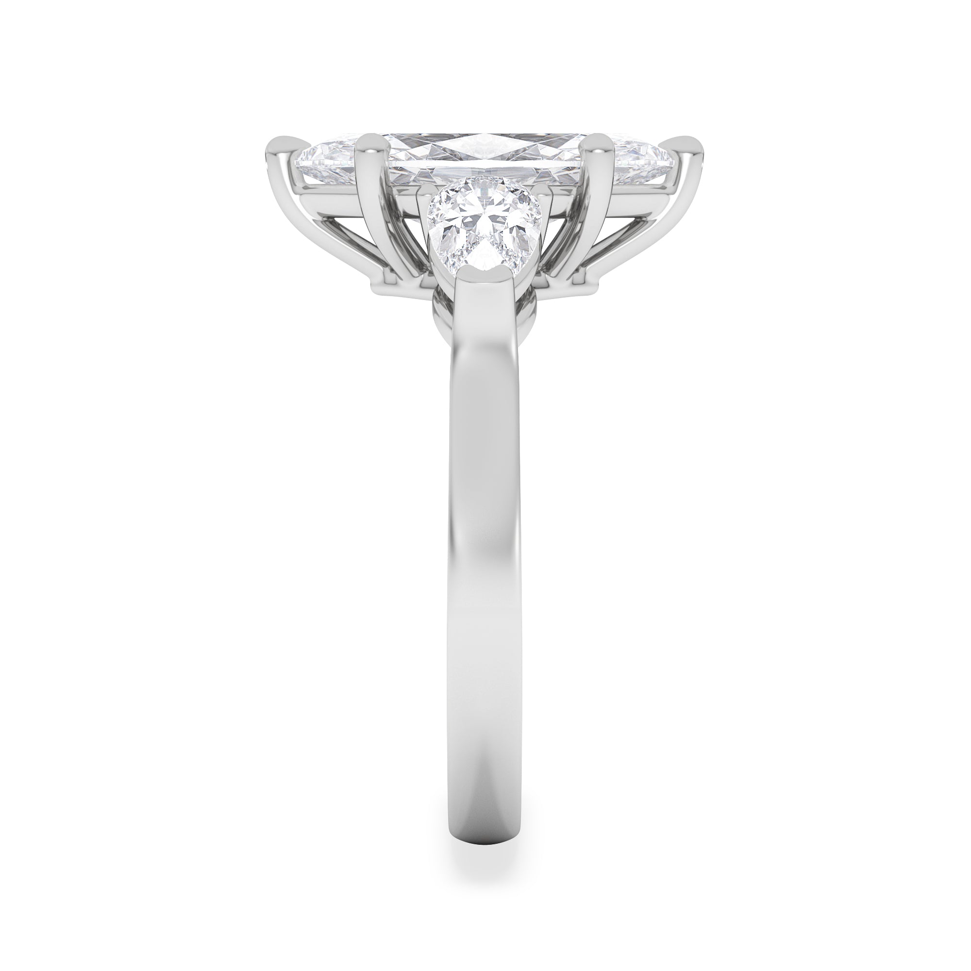 Adore 2.60ct Marquise Cut Lab Diamond 3 Stone Engagement Ring in Platinum