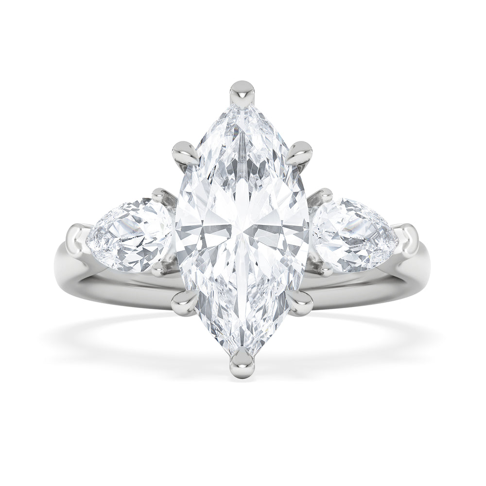 Adore 2.60ct Marquise Cut Lab Diamond 3 Stone Engagement Ring in Platinum