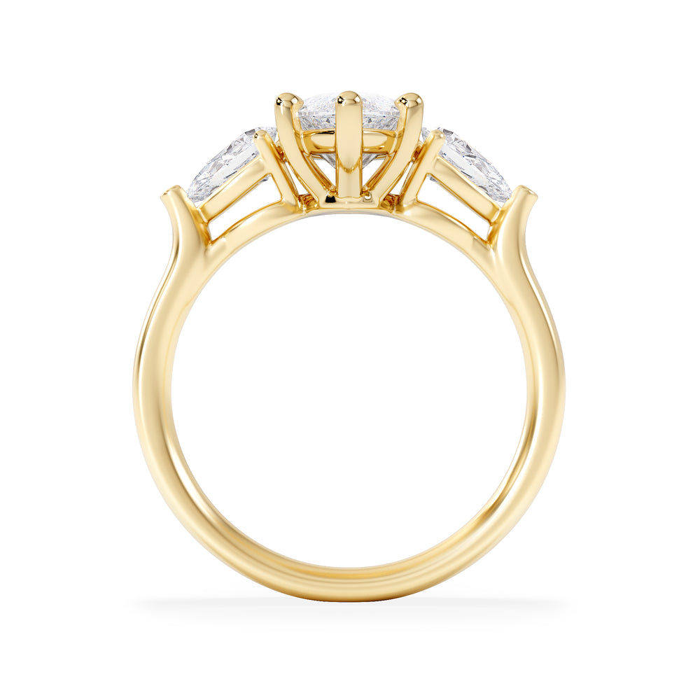 Adore 2.60ct Marquise Cut Lab Diamond 3 Stone Engagement Ring in 18K Yellow Gold