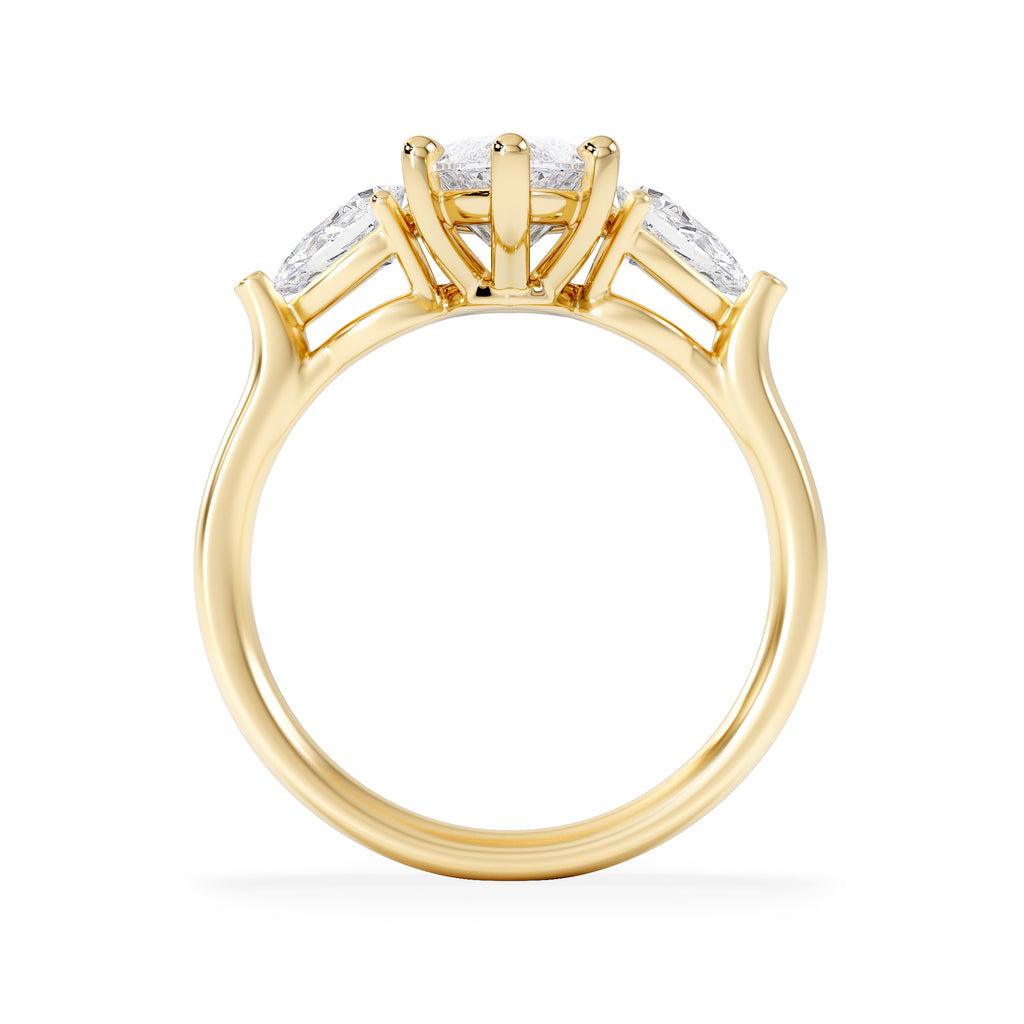 Adore 2.60ct Marquise Cut Lab Diamond 3 Stone Engagement Ring in 18K Yellow Gold