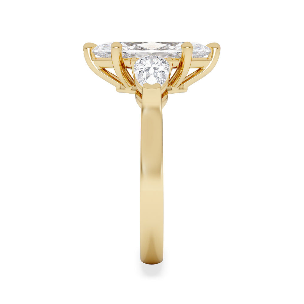 Adore 2.60ct Marquise Cut Lab Diamond 3 Stone Engagement Ring in 18K Yellow Gold