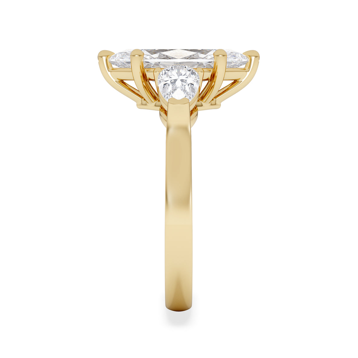 Adore 2.60ct Marquise Cut Lab Diamond 3 Stone Engagement Ring in 18K Yellow Gold