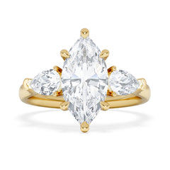 Adore 2.60ct Marquise Cut Lab Diamond 3 Stone Engagement Ring in 18K Yellow Gold