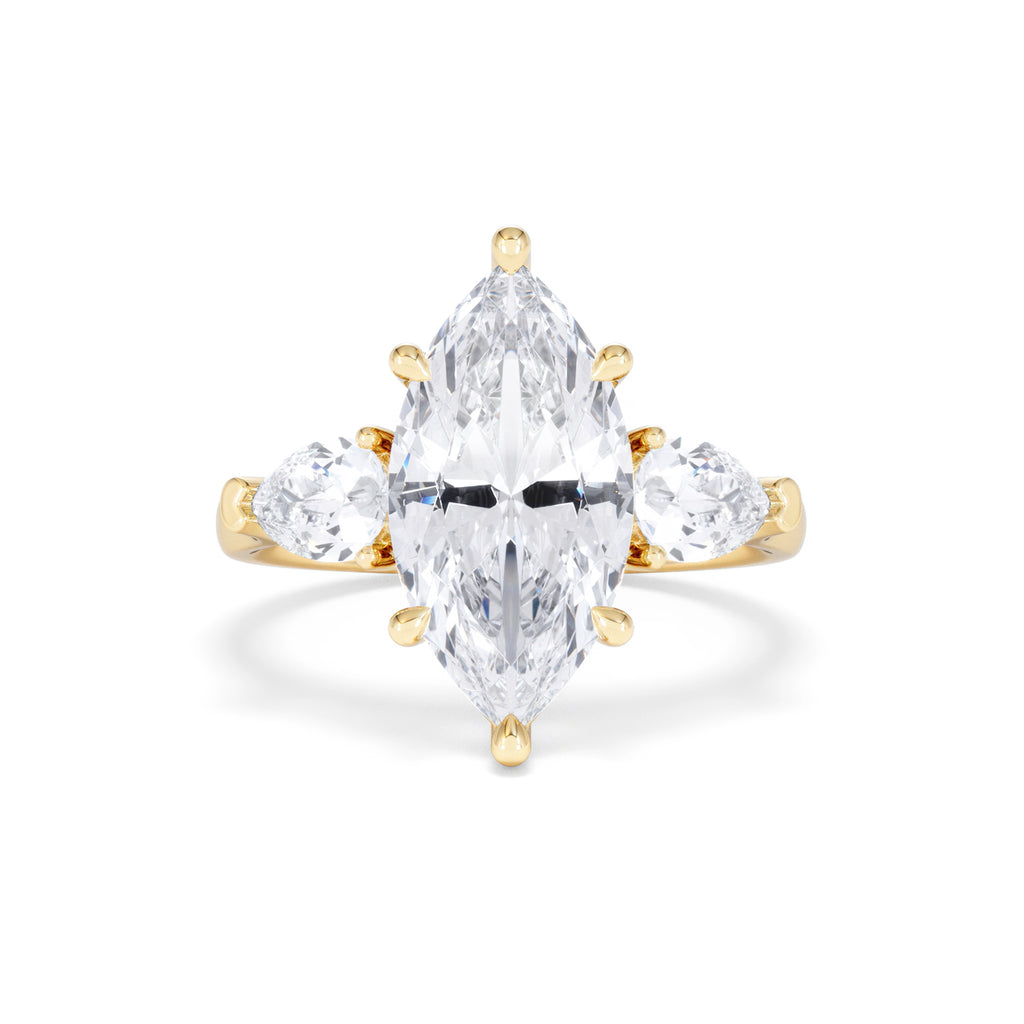 Adore 3.80ct Marquise Cut Lab Diamond 3 Stone Engagement Ring in 18K Yellow Gold