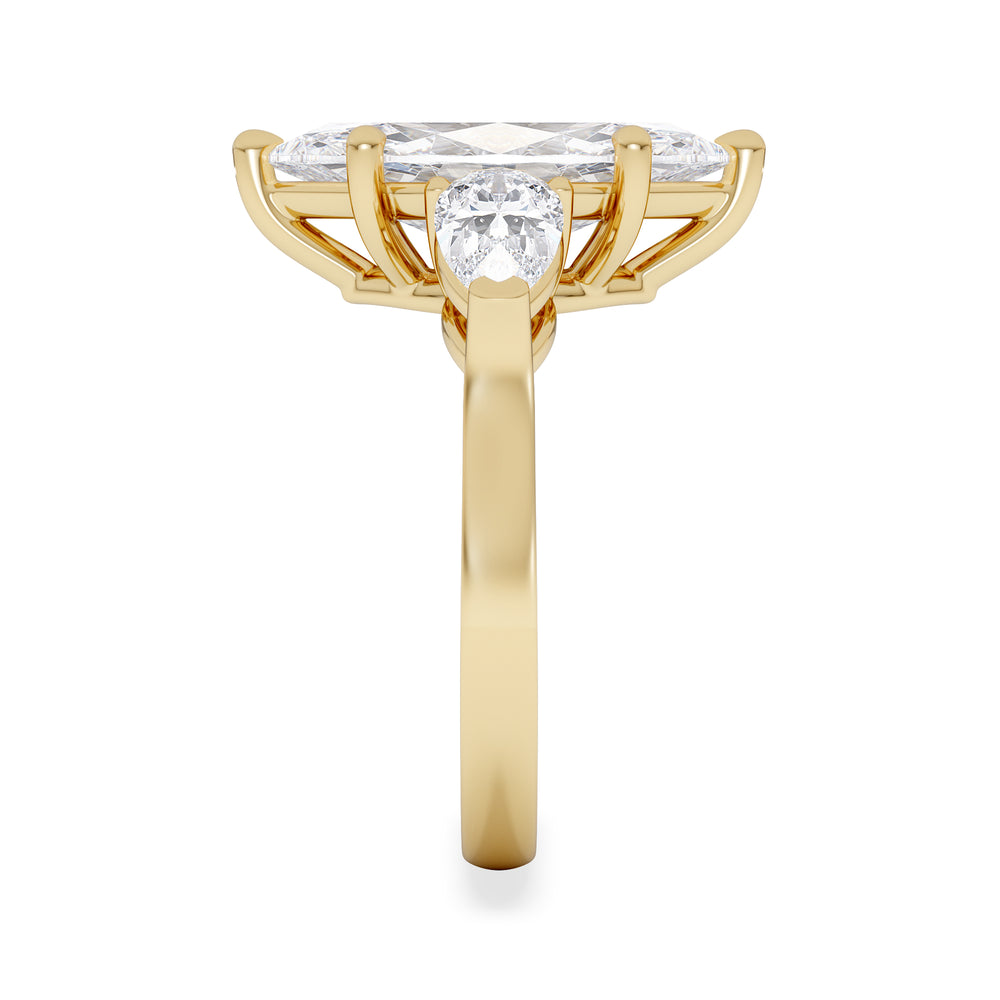 Adore 3.80ct Marquise Cut Lab Diamond 3 Stone Engagement Ring in 18K Yellow Gold