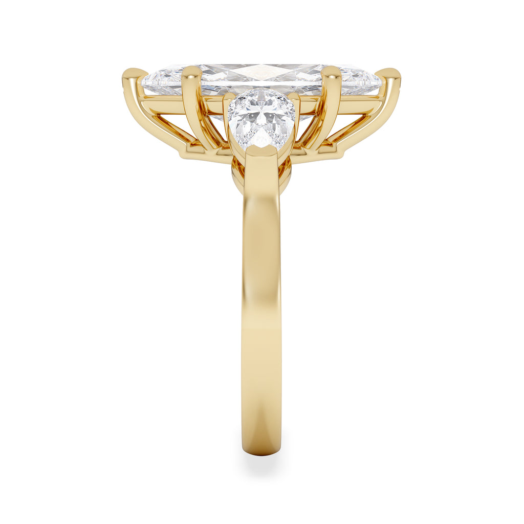 Adore 3.80ct Marquise Cut Lab Diamond 3 Stone Engagement Ring in 18K Yellow Gold