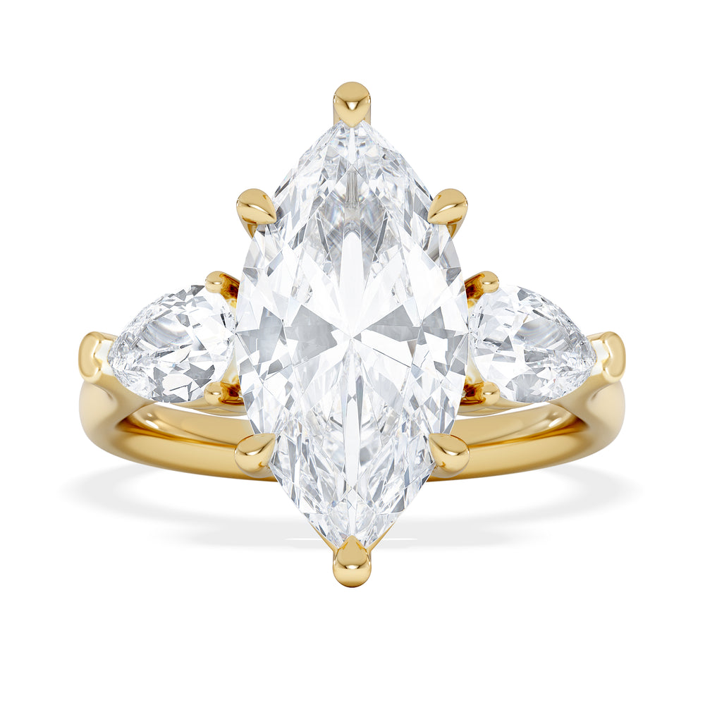 Adore 3.80ct Marquise Cut Lab Diamond 3 Stone Engagement Ring in 18K Yellow Gold