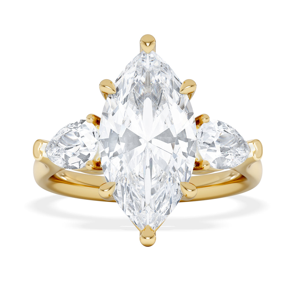 Adore 3.80ct Marquise Cut Lab Diamond 3 Stone Engagement Ring in 18K Yellow Gold