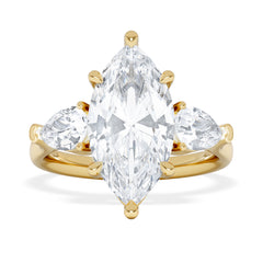 Adore 3.80ct Marquise Cut Lab Diamond 3 Stone Engagement Ring in 18K Yellow Gold