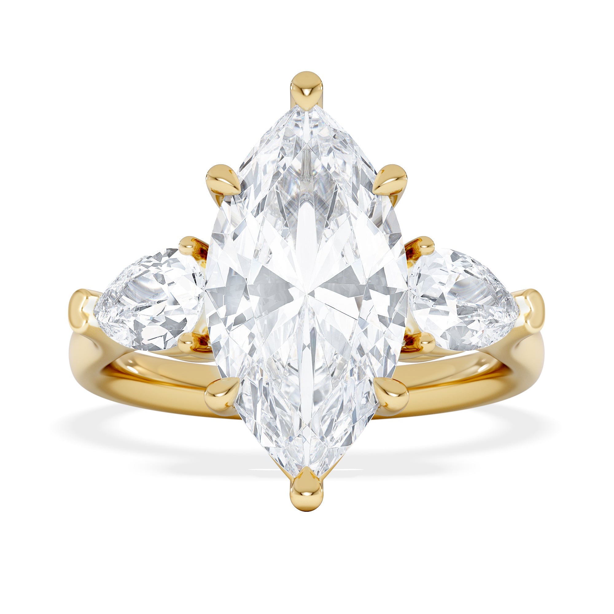 Adore 3.80ct Marquise Cut Lab Diamond 3 Stone Engagement Ring in 18K Yellow Gold