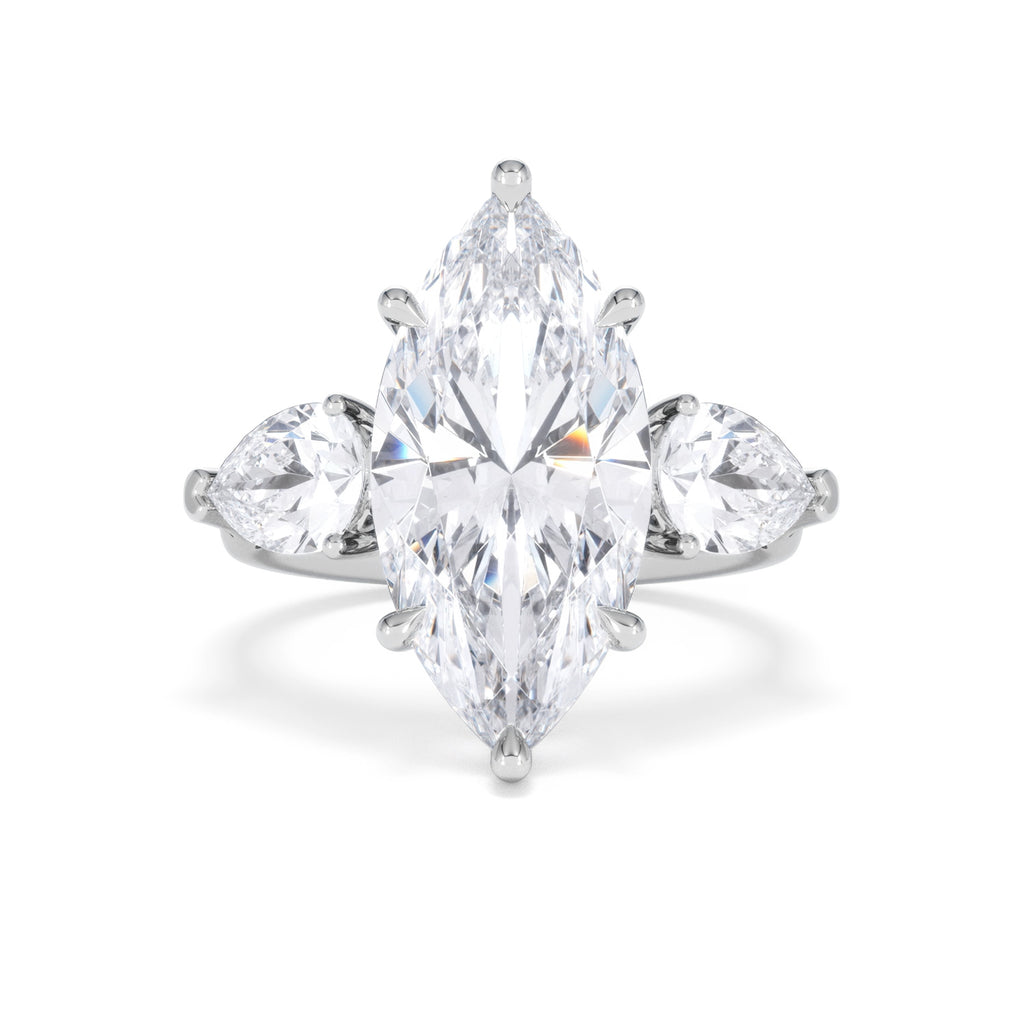 Adore 6.00ct Marquise Cut Lab Diamond 3 Stone Engagement Ring in Platinum