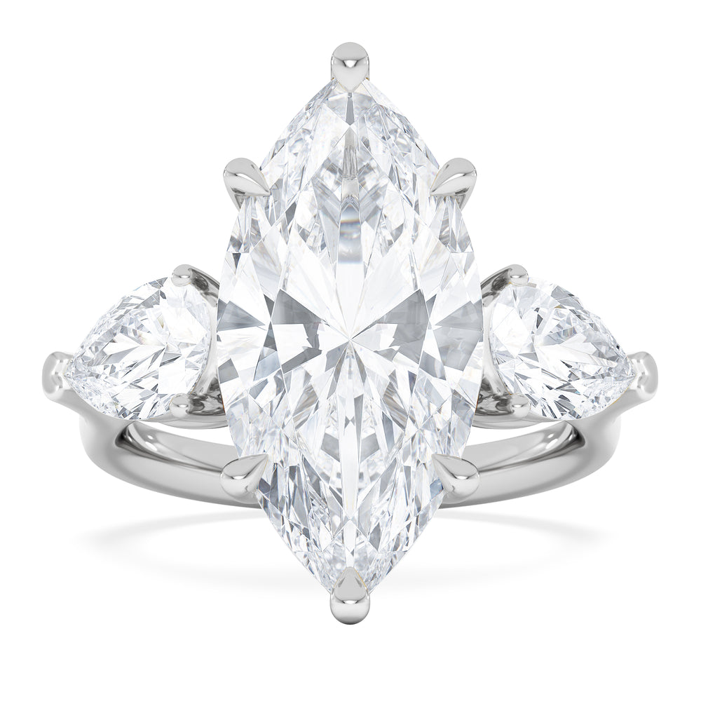 Adore 6.00ct Marquise Cut Lab Diamond 3 Stone Engagement Ring in Platinum