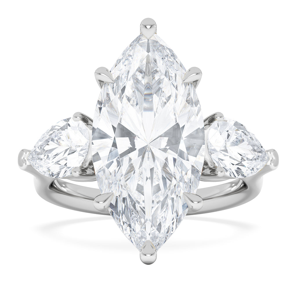 Adore 6.00ct Marquise Cut Lab Diamond 3 Stone Engagement Ring in Platinum
