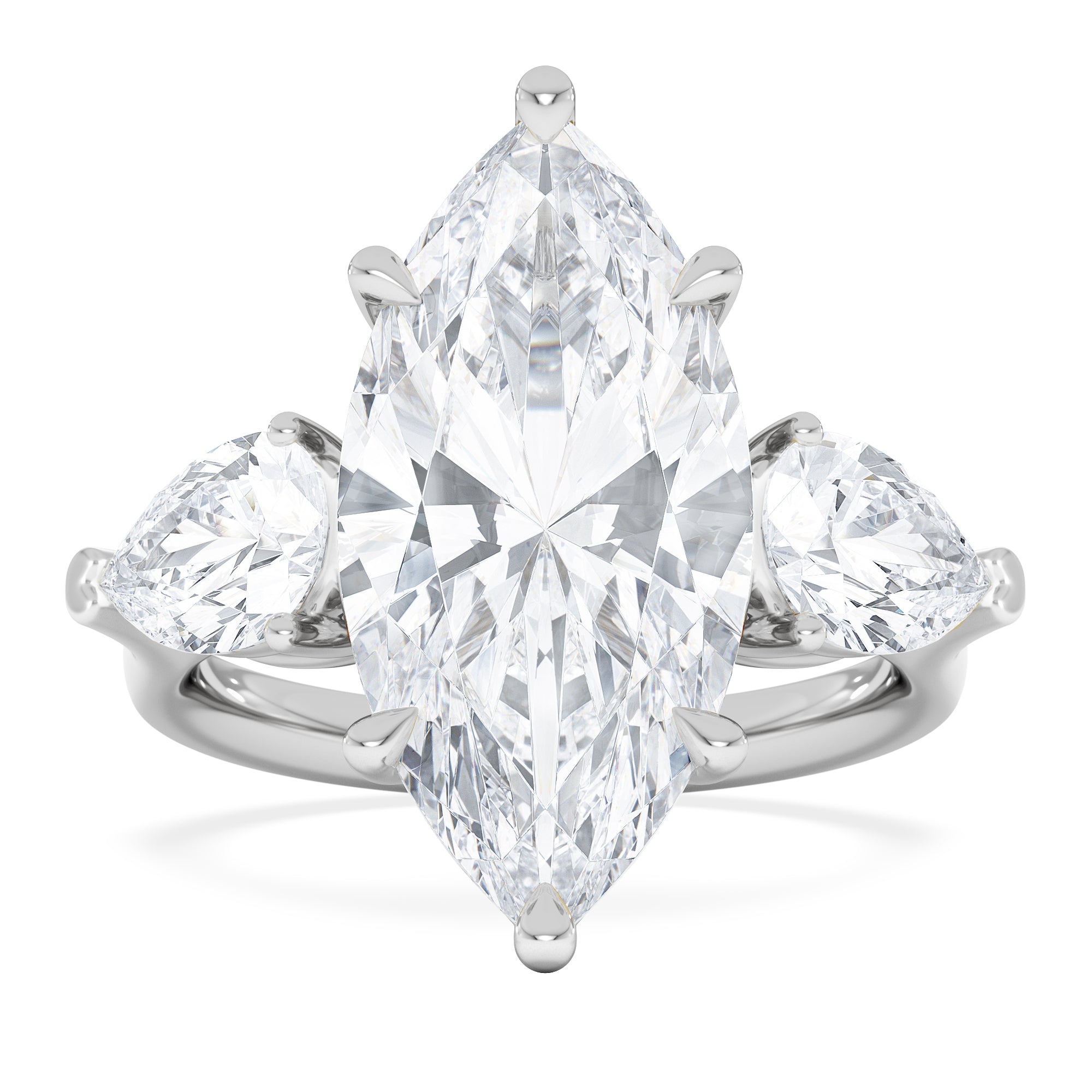 Adore 6.00ct Marquise Cut Lab Diamond 3 Stone Engagement Ring in Platinum