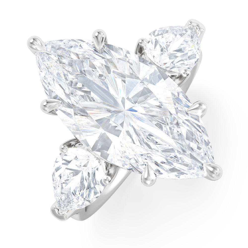 Adore 6.00ct Marquise Cut Lab Diamond 3 Stone Engagement Ring in Platinum