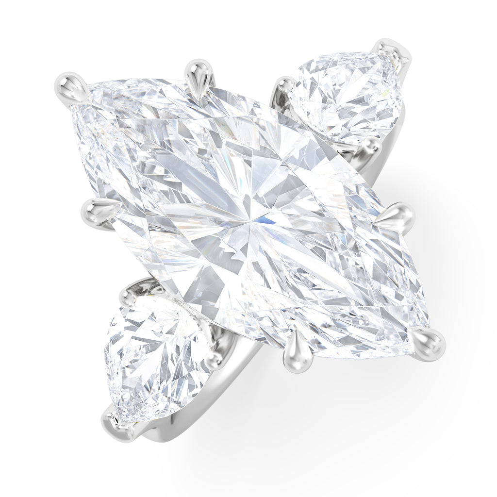 Adore 6.00ct Marquise Cut Lab Diamond 3 Stone Engagement Ring in Platinum