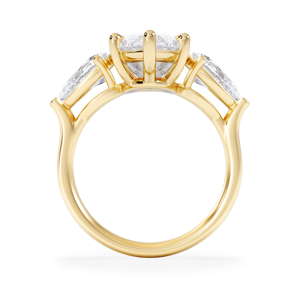 Adore 6.00ct Marquise Cut Lab Diamond 3 Stone Engagement Ring in 18K Yellow Gold