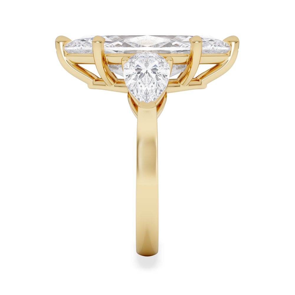 Adore 6.00ct Marquise Cut Lab Diamond 3 Stone Engagement Ring in 18K Yellow Gold
