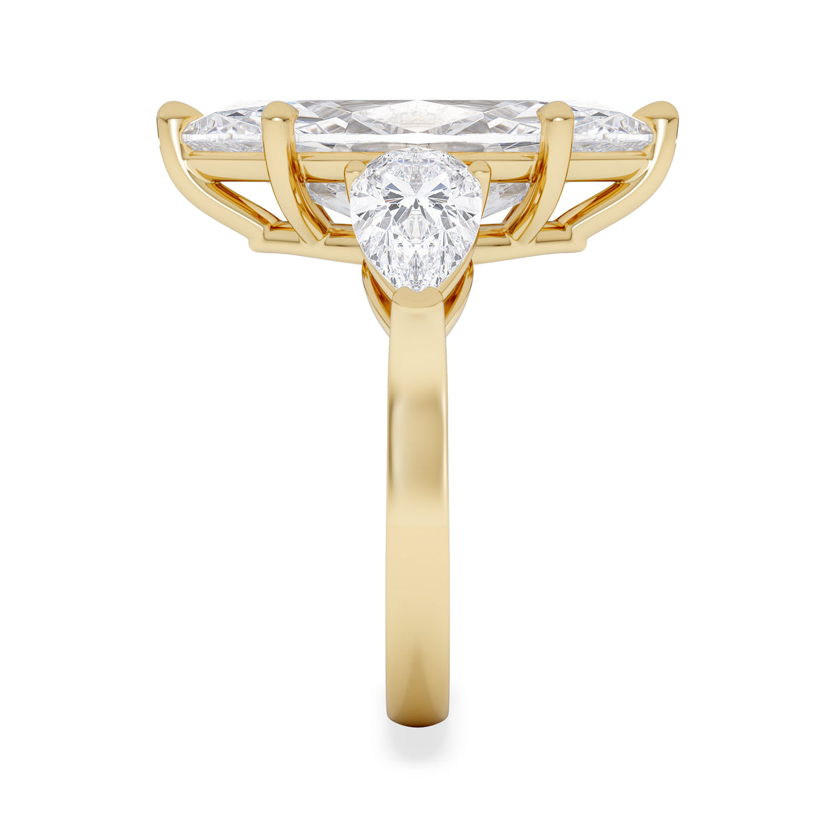 Adore 6.00ct Marquise Cut Lab Diamond 3 Stone Engagement Ring in 18K Yellow Gold