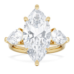 Adore 6.00ct Marquise Cut Lab Diamond 3 Stone Engagement Ring in 18K Yellow Gold